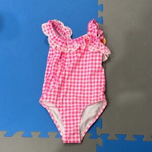 Girls Pink Gingham Ruffle One-Piece Swimsuit gymboree